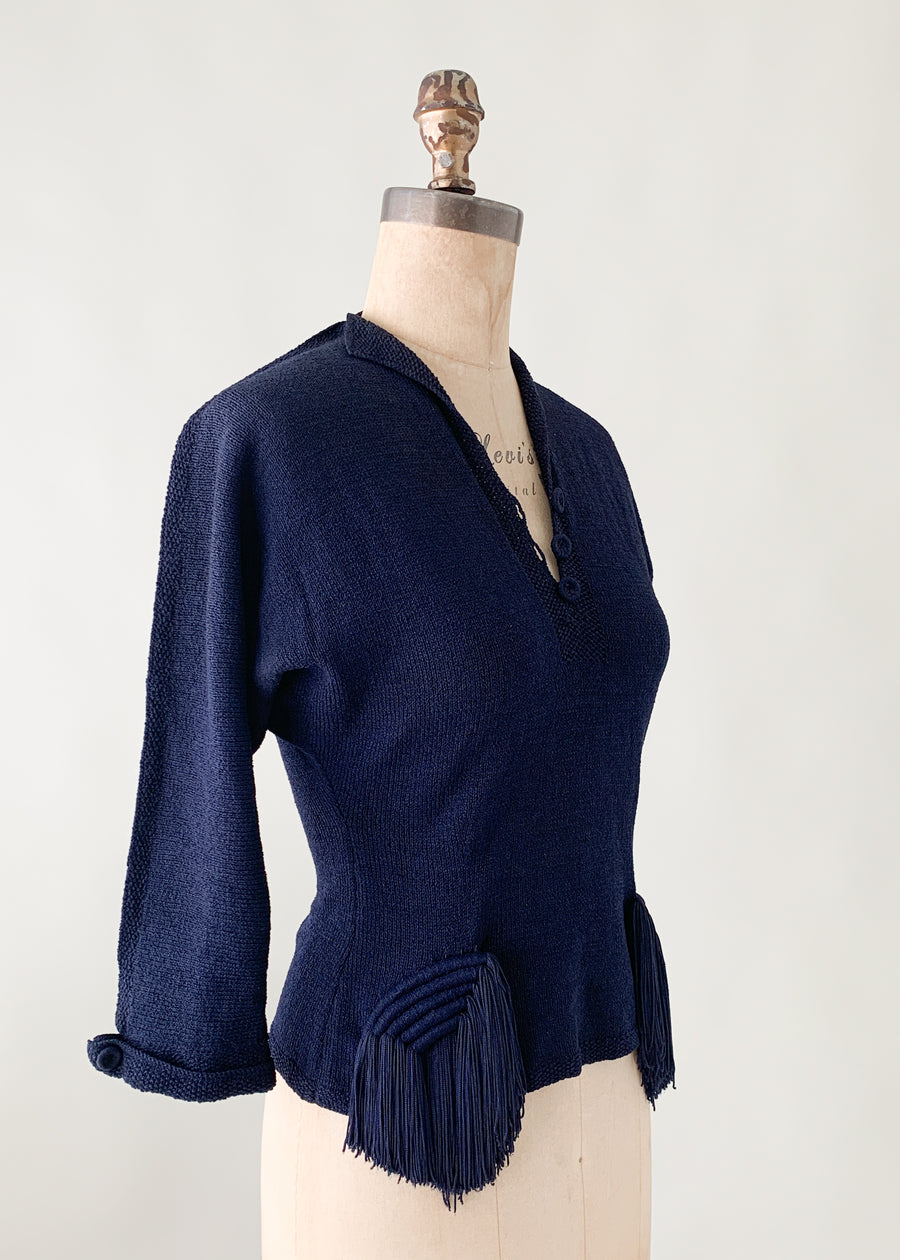 Vintage 1940s Sweater with Tassels