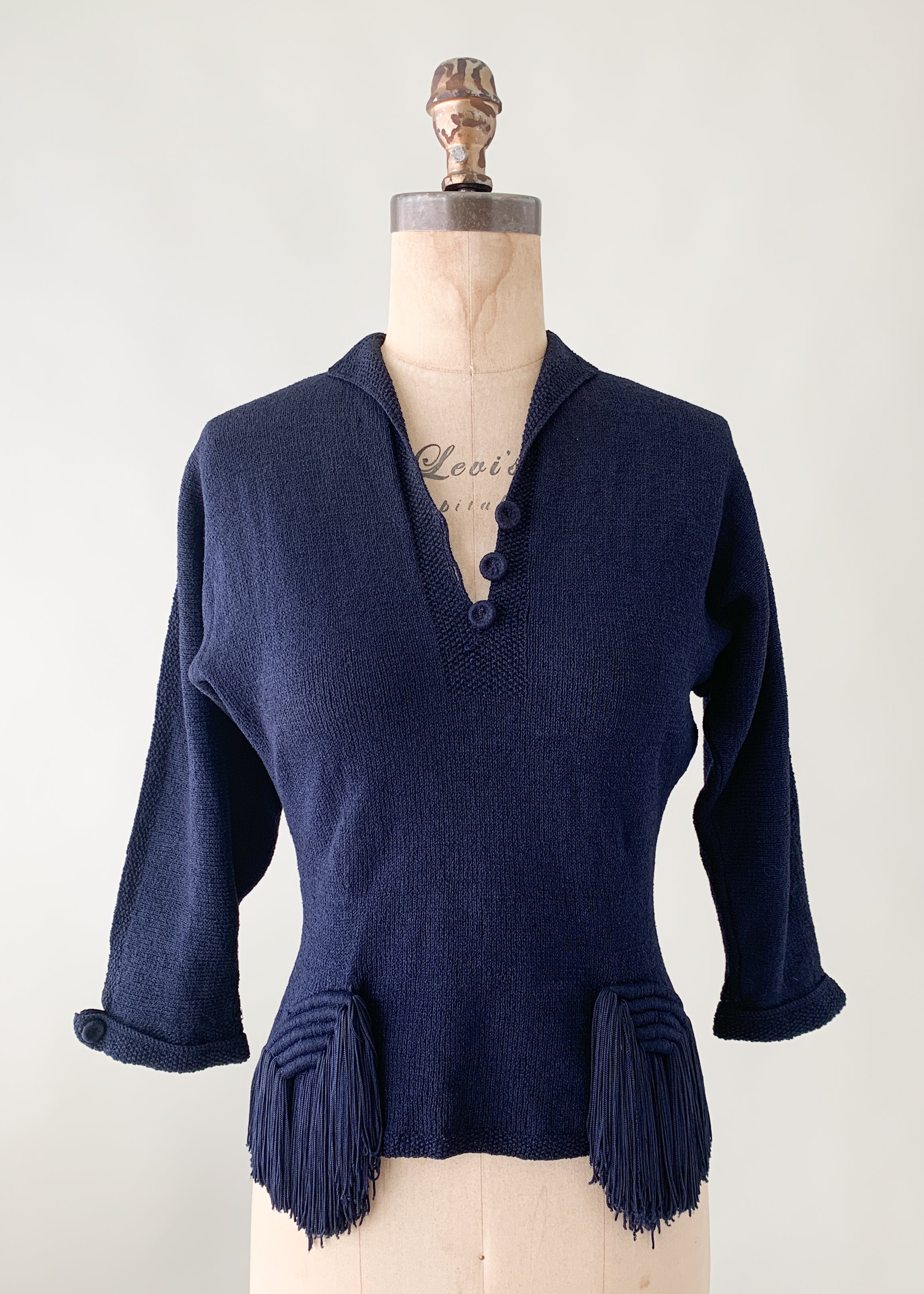 Vintage 1940s Sweater with Tassels