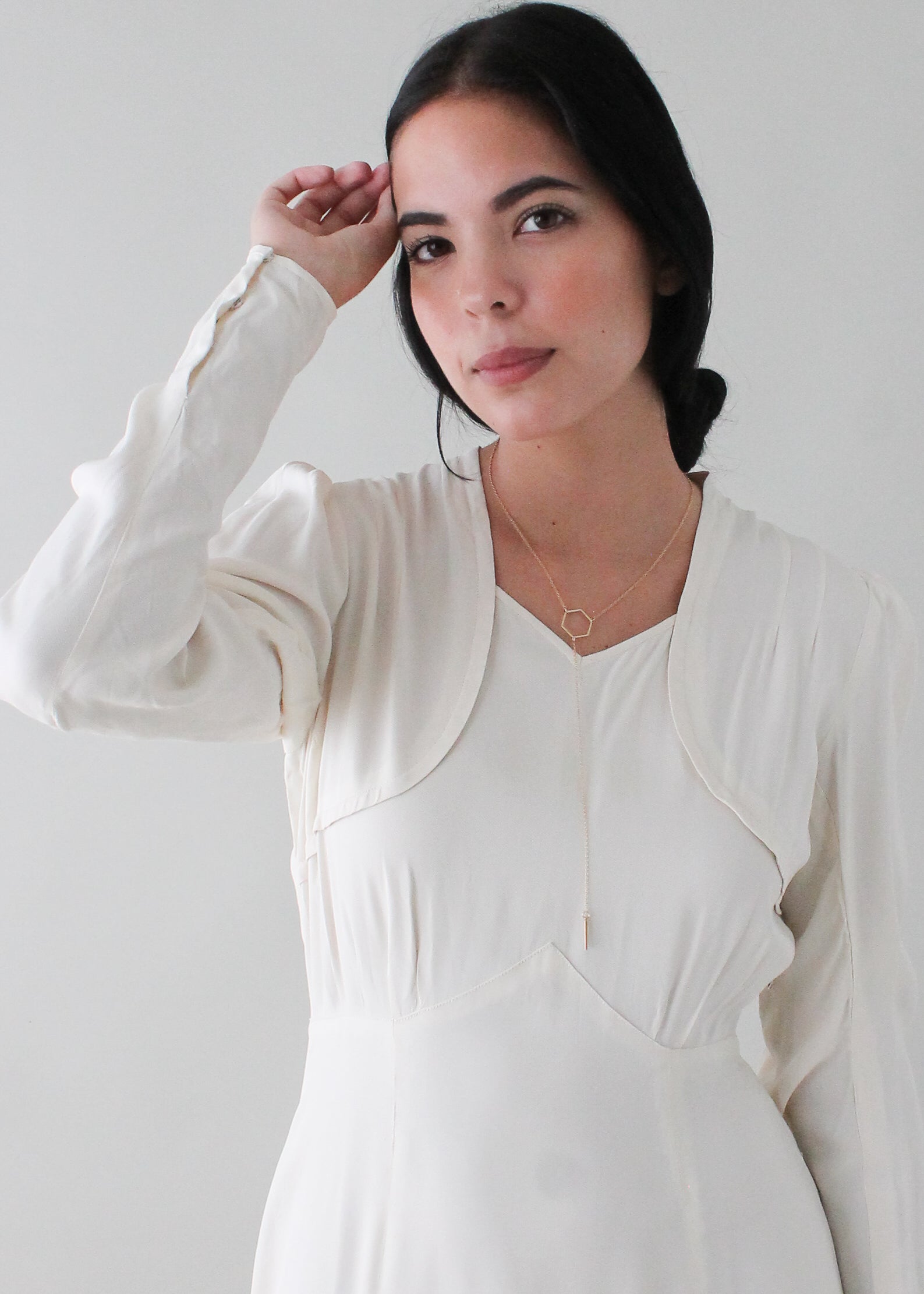 Vintage Early 1940s Ivory Full Length Dress