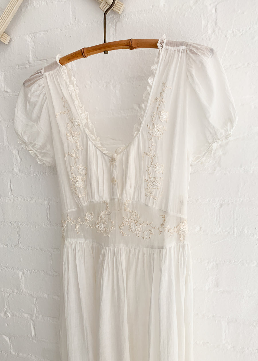 Vintage 1940s Sweetheart Cotton Dress