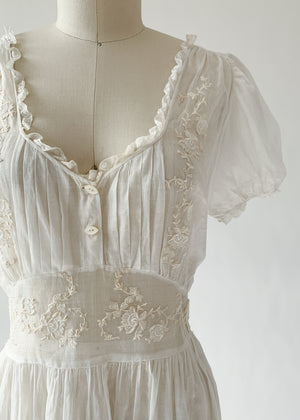 Vintage 1940s Sweetheart Cotton Dress