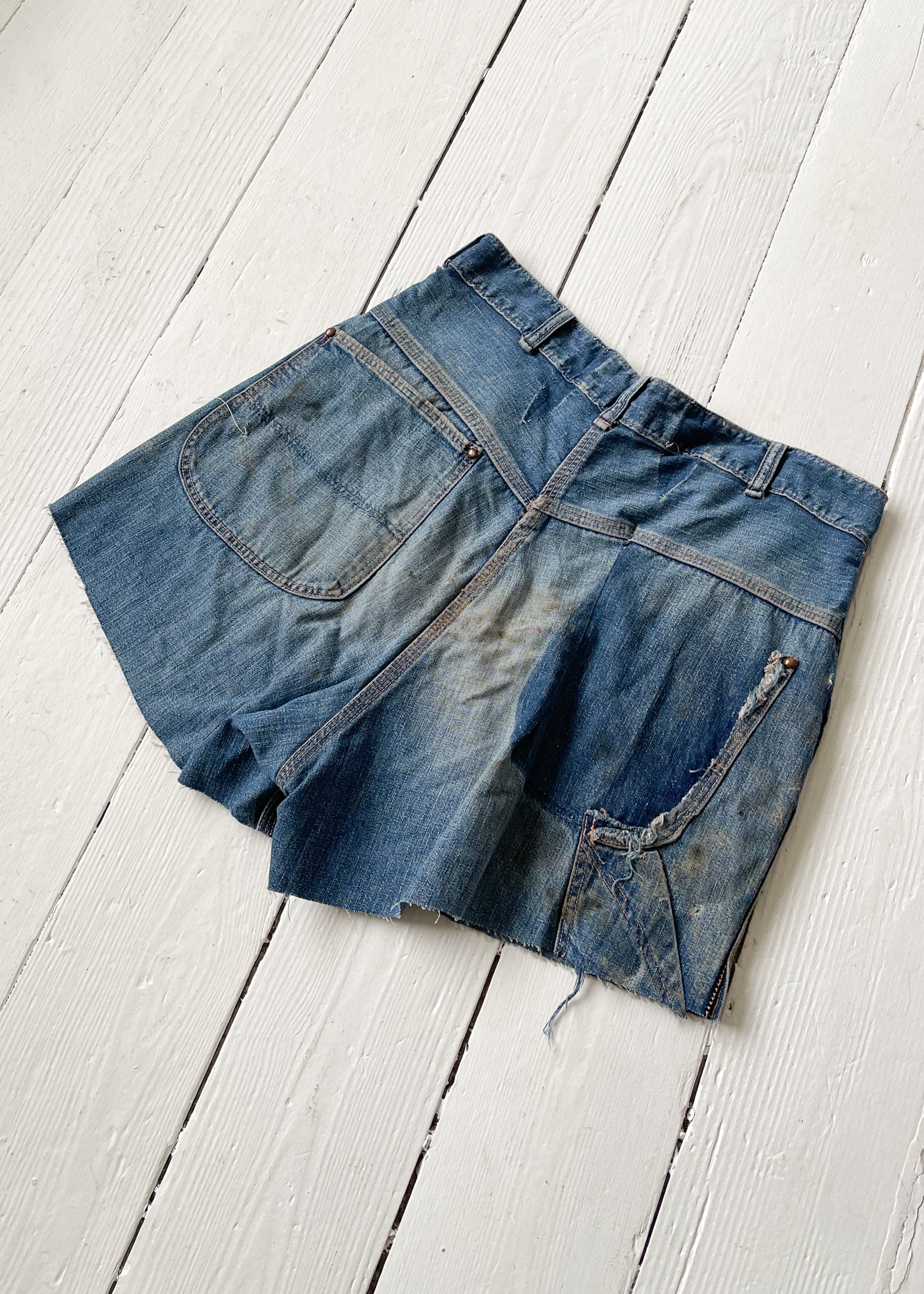 Cut Off Carpenter Shorts - Blue