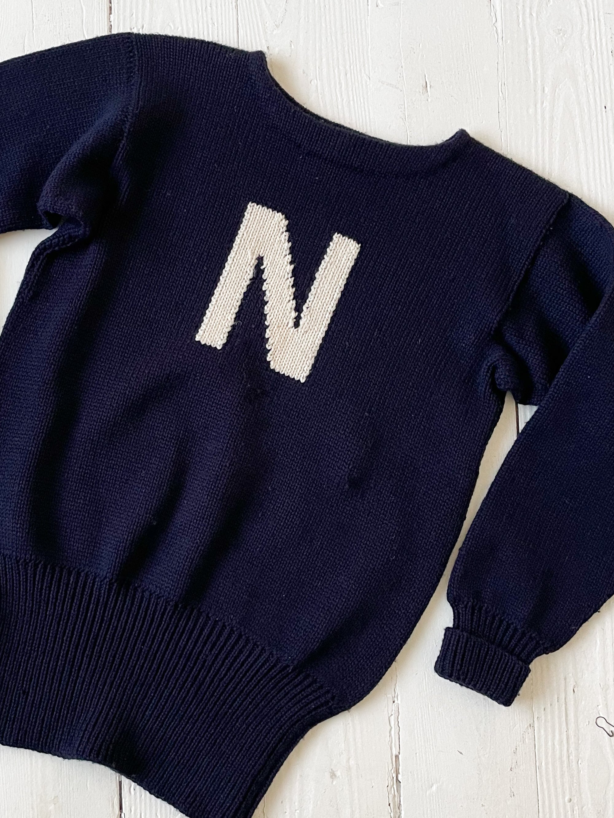 Vintage 1950s Navy Boatneck Sweater