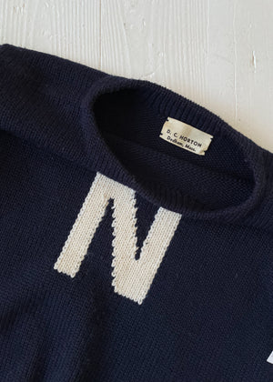 Vintage 1950s Navy Boatneck Sweater