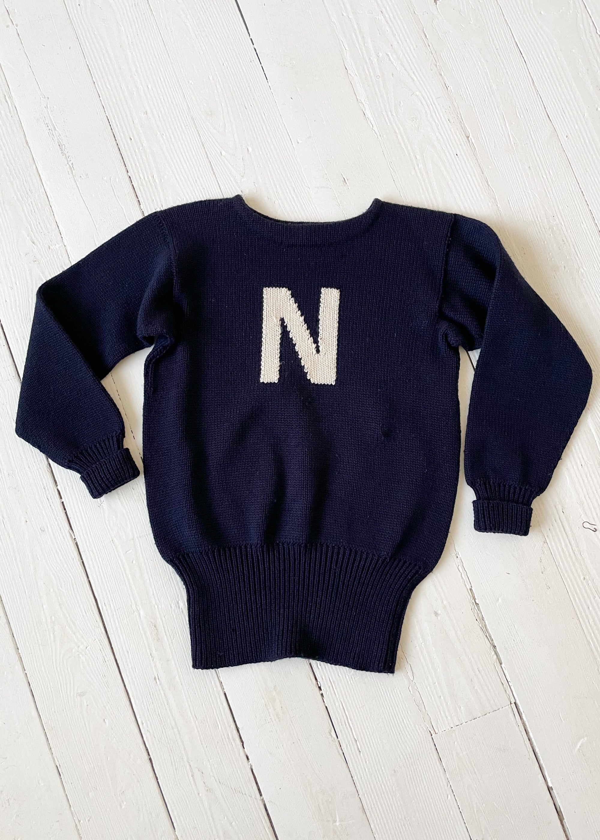 Vintage 1950s Navy Boatneck Sweater