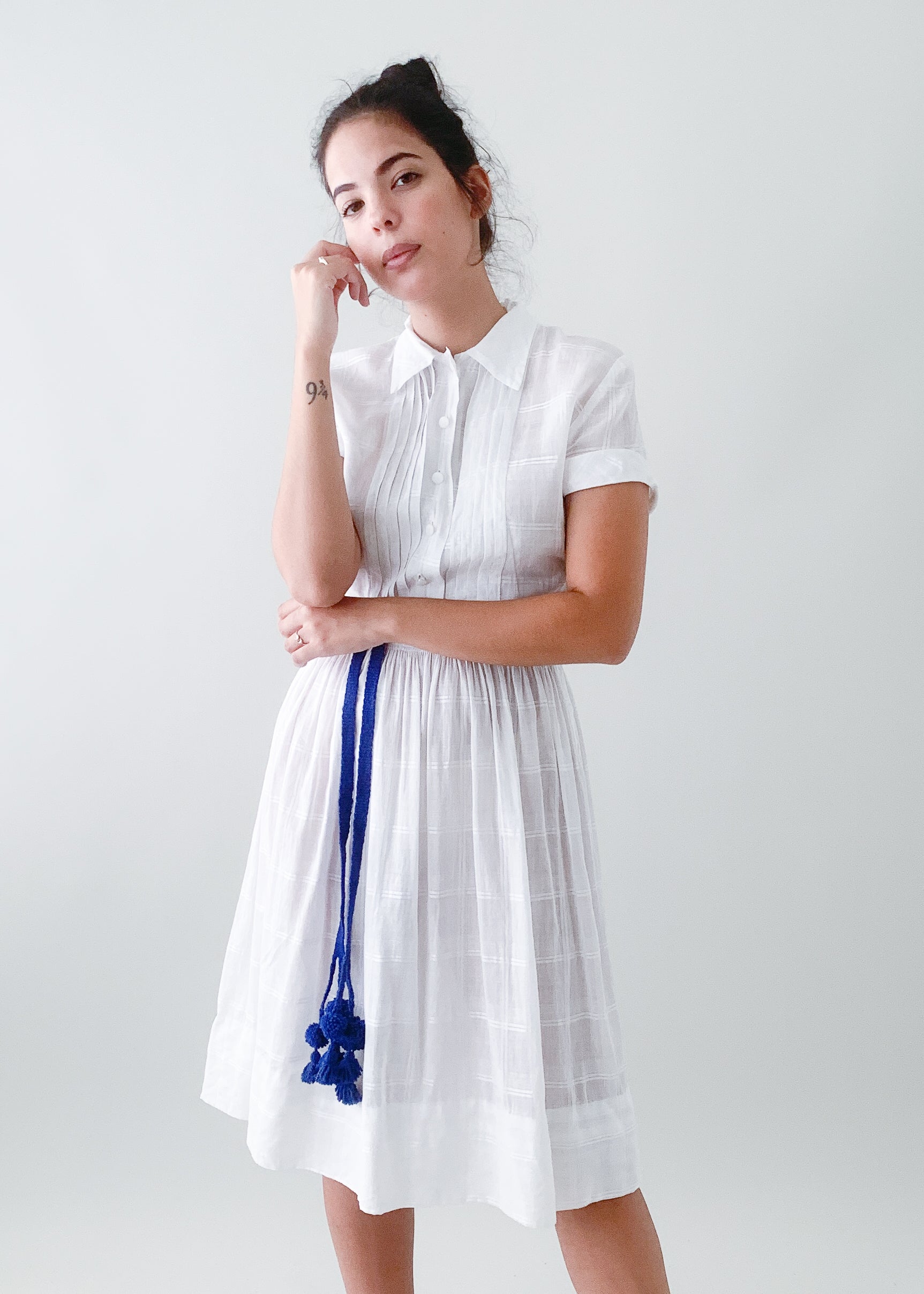 Vintage Sheer Windowpane Check Dress