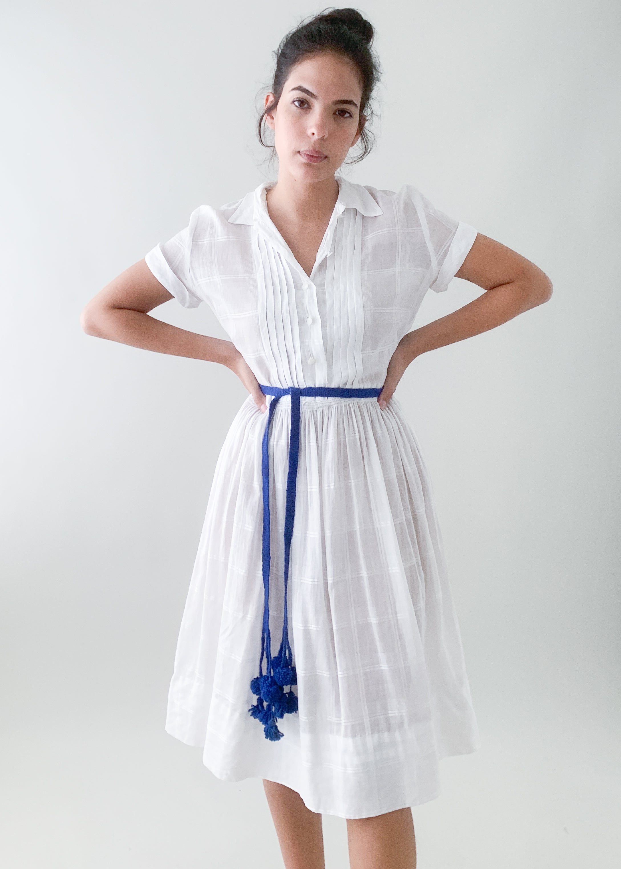 Vintage Sheer Windowpane Check Dress