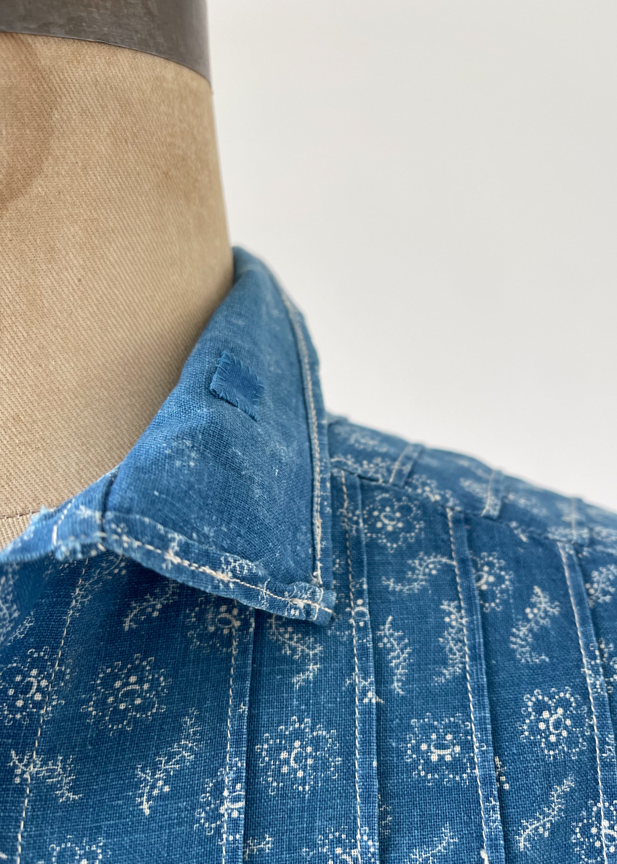 Antique 1800s Indigo Calico Blouse