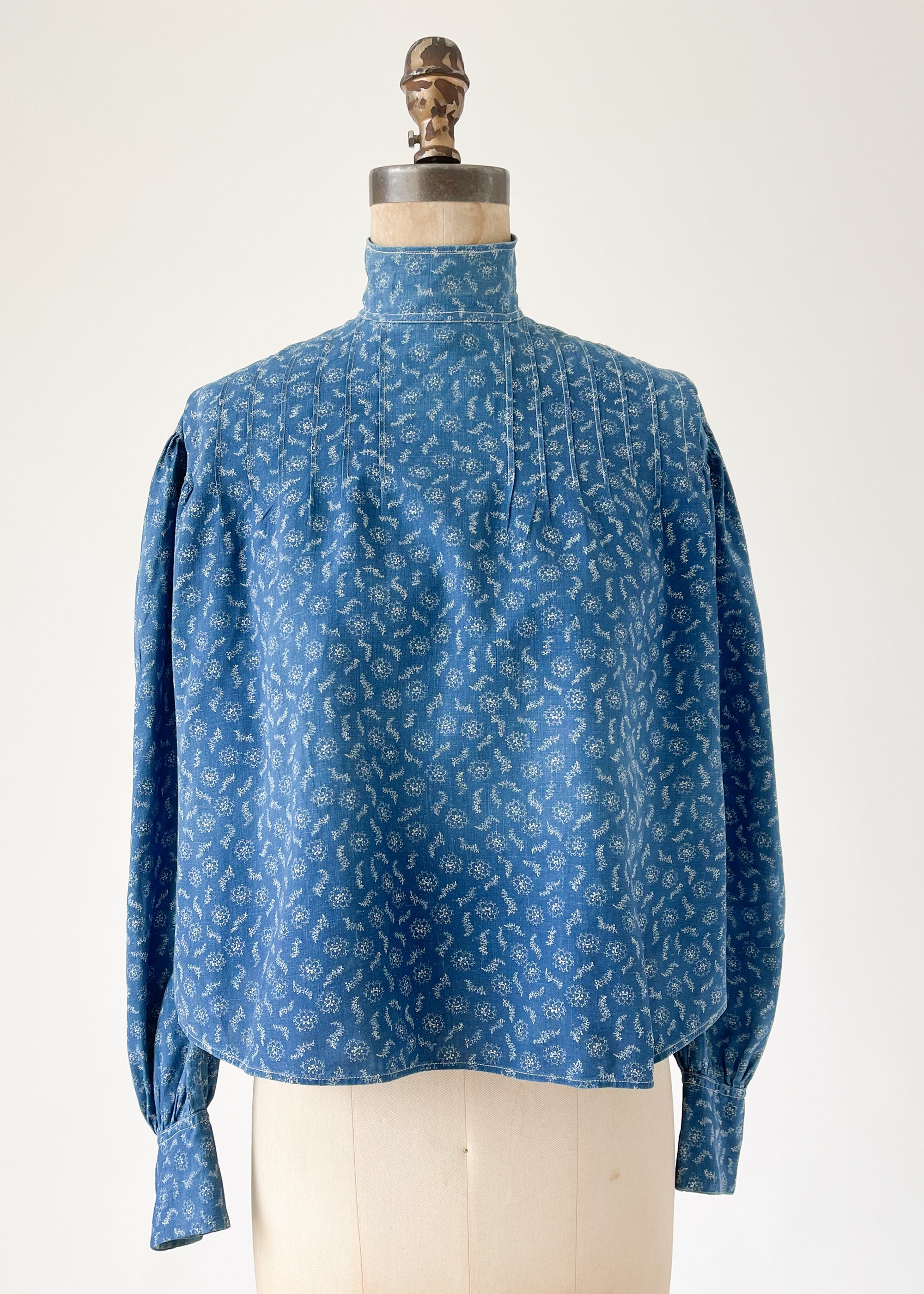 Antique 1800s Indigo Calico Blouse