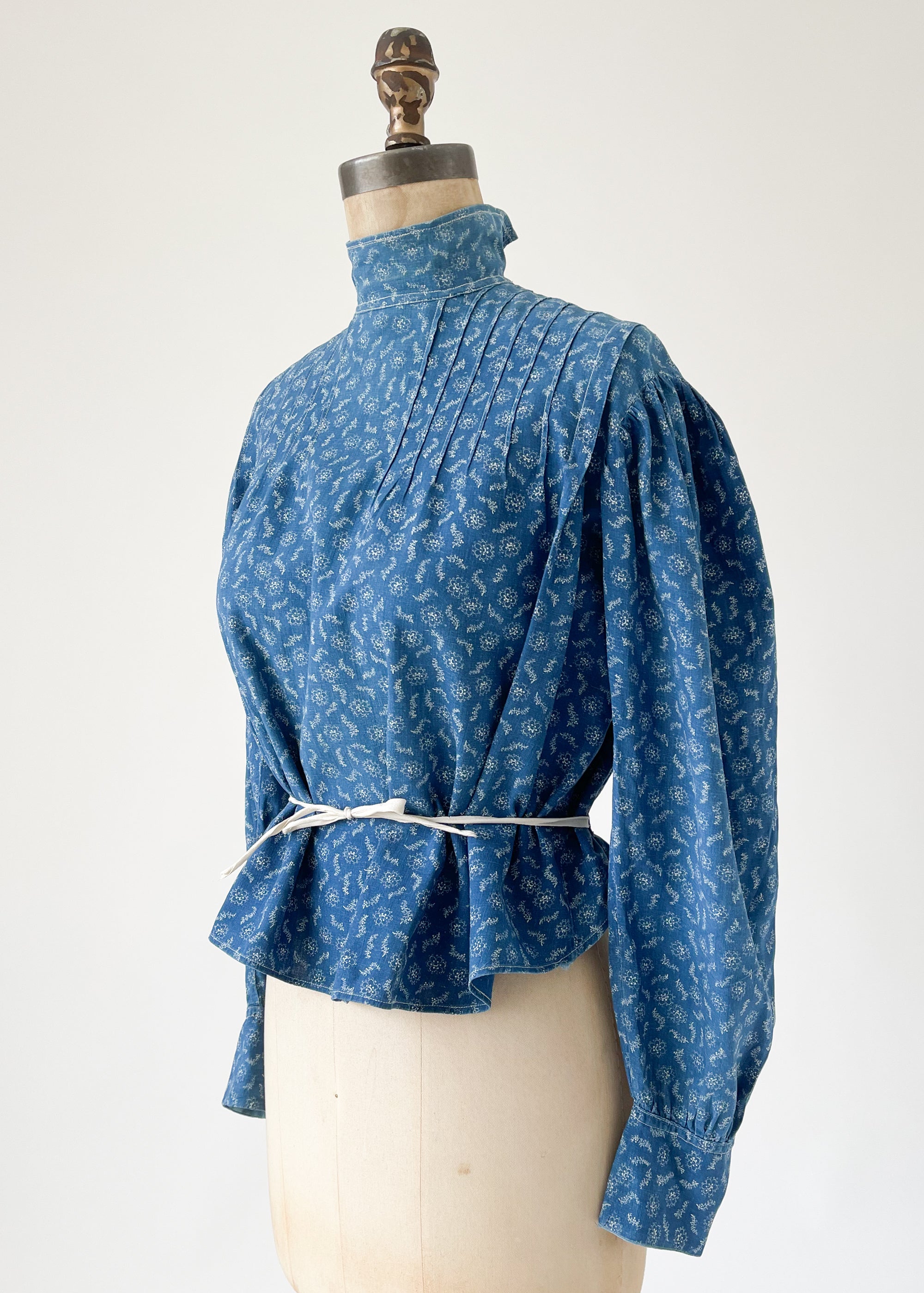 Antique 1800s Indigo Calico Blouse