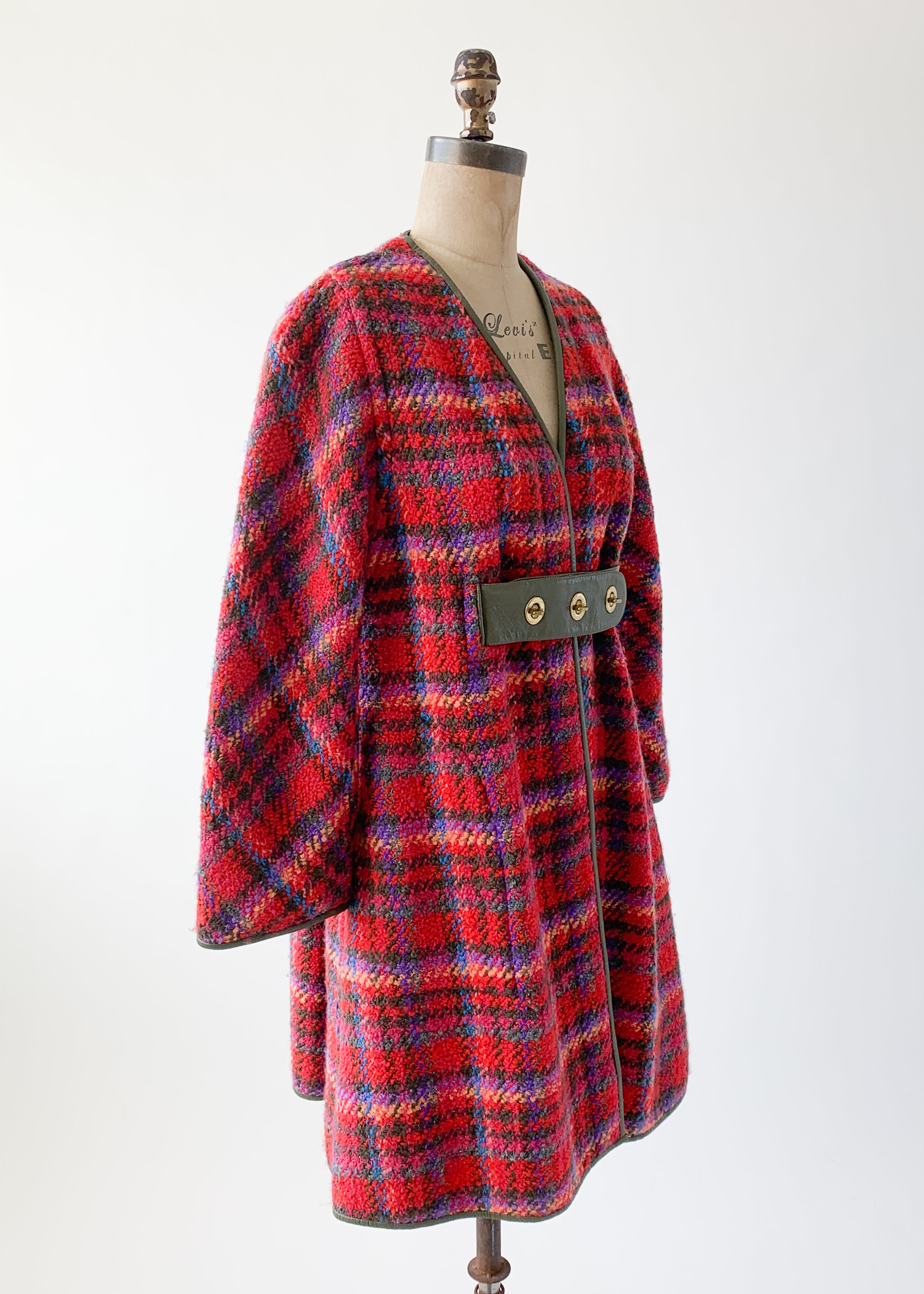 Vintage 1960s Bonnie Cashin Plaid Coat and Scarf