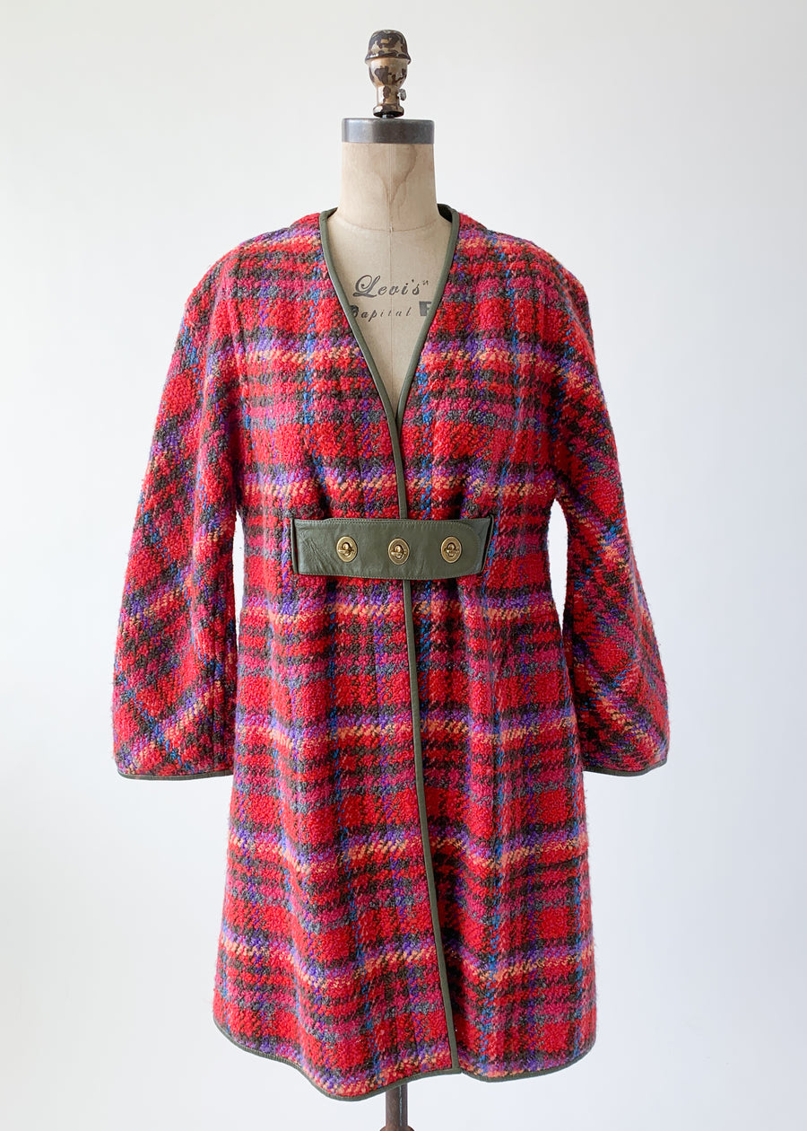 Vintage 1960s Bonnie Cashin Plaid Coat and Scarf