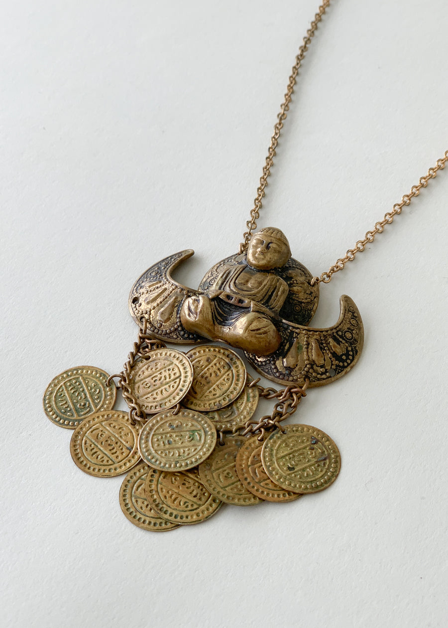 Vintage 1960s Meditating Buddha Necklace