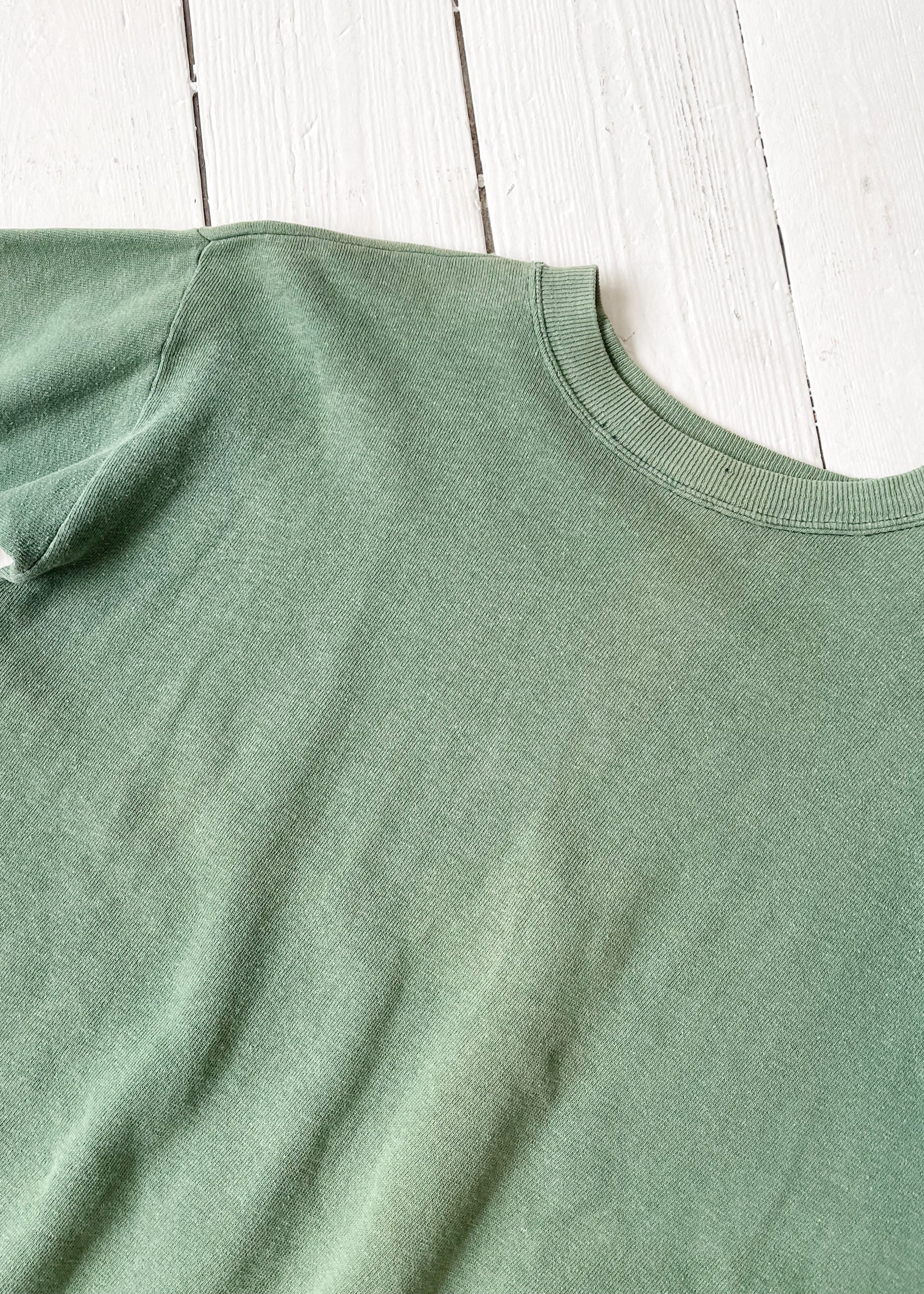 Vintage 1960s Faded Green Short Sleeve Sweatshirt