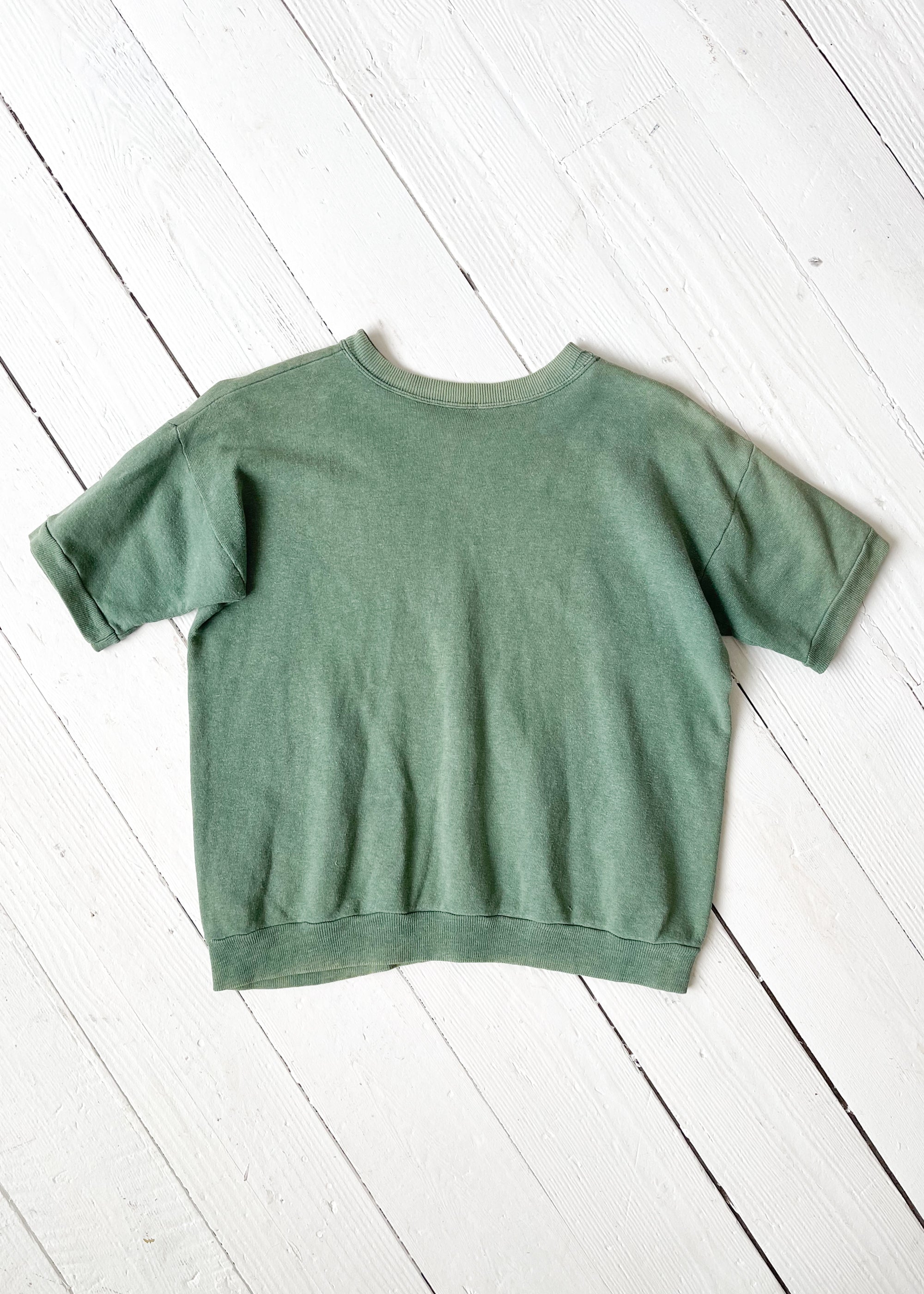 Vintage 1960s Faded Green Short Sleeve Sweatshirt