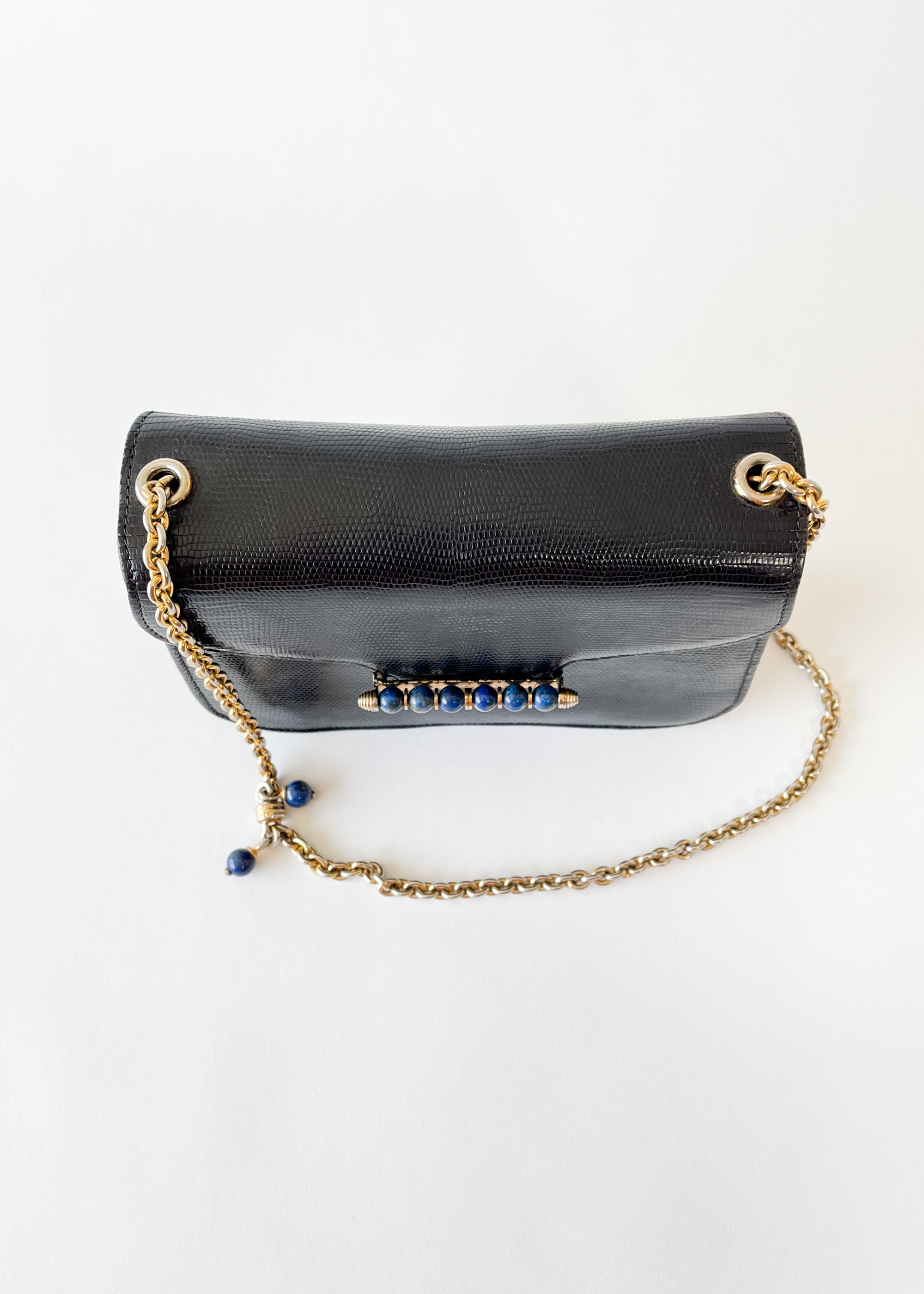 Vintage 1960s Gucci Lizard and Lapis Purse