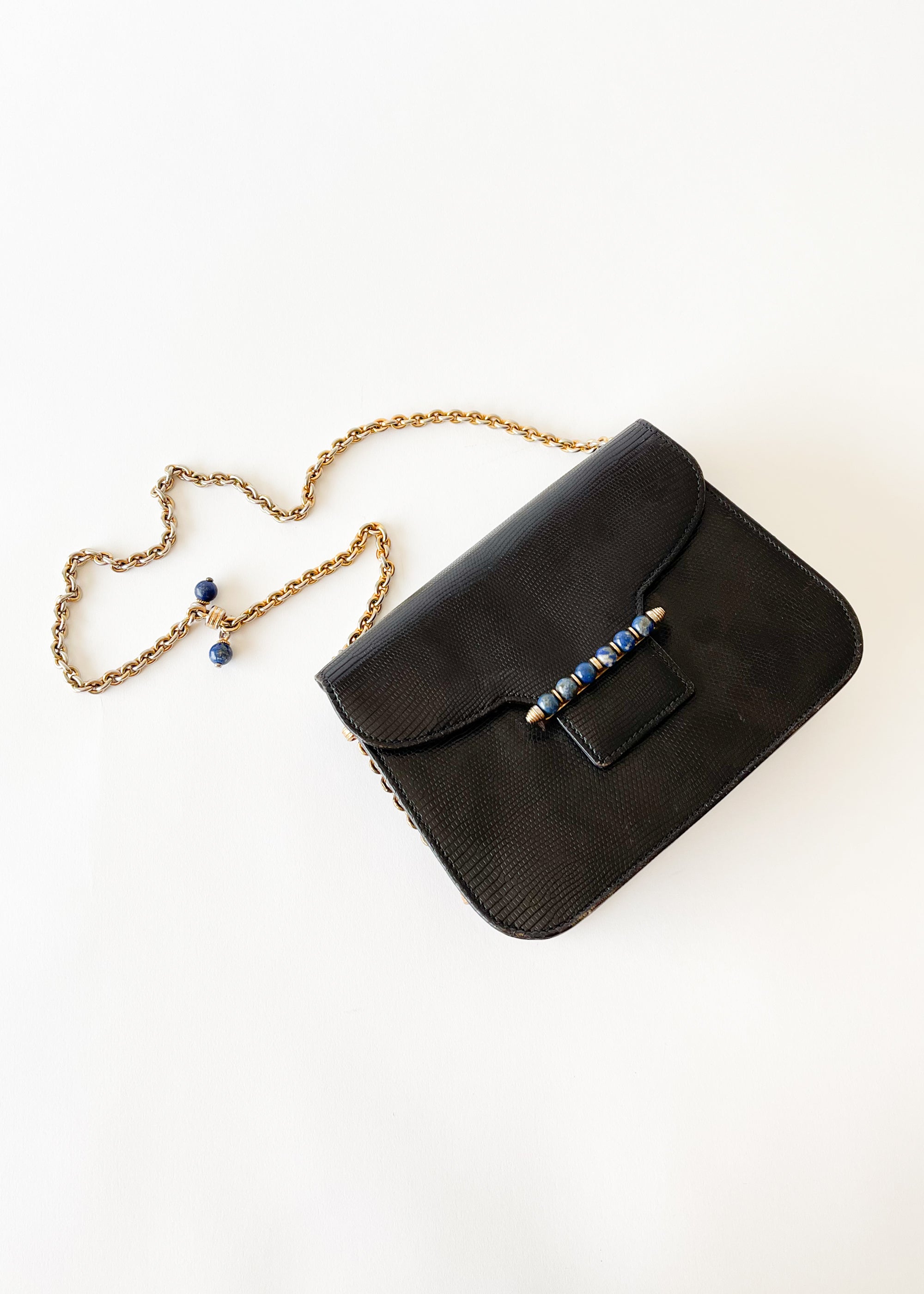 Vintage 1960s Gucci Lizard and Lapis Purse