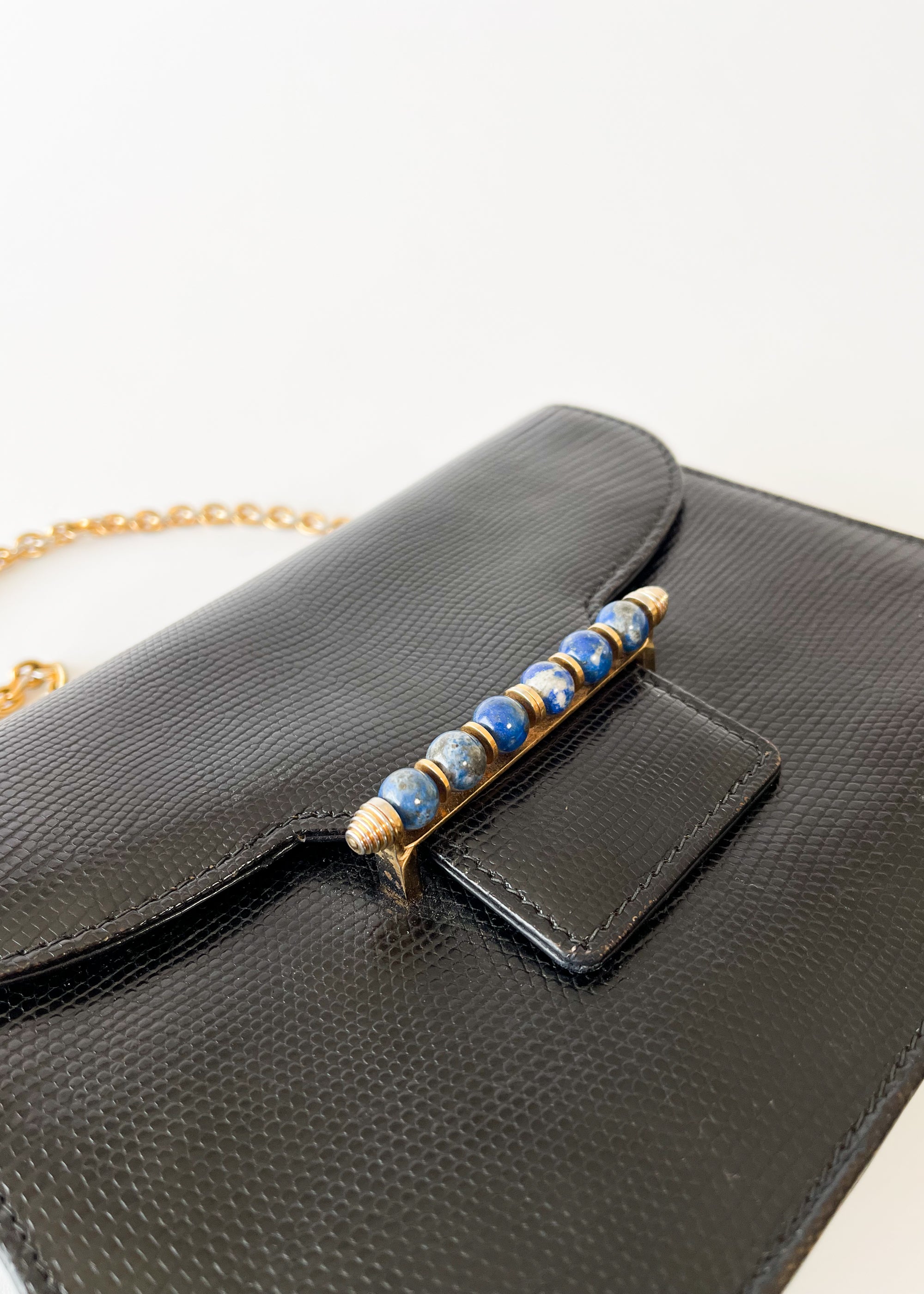 Vintage 1960s Gucci Lizard and Lapis Purse