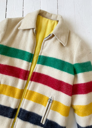 Vintage 1960s Wool Stripe Blanket Coat