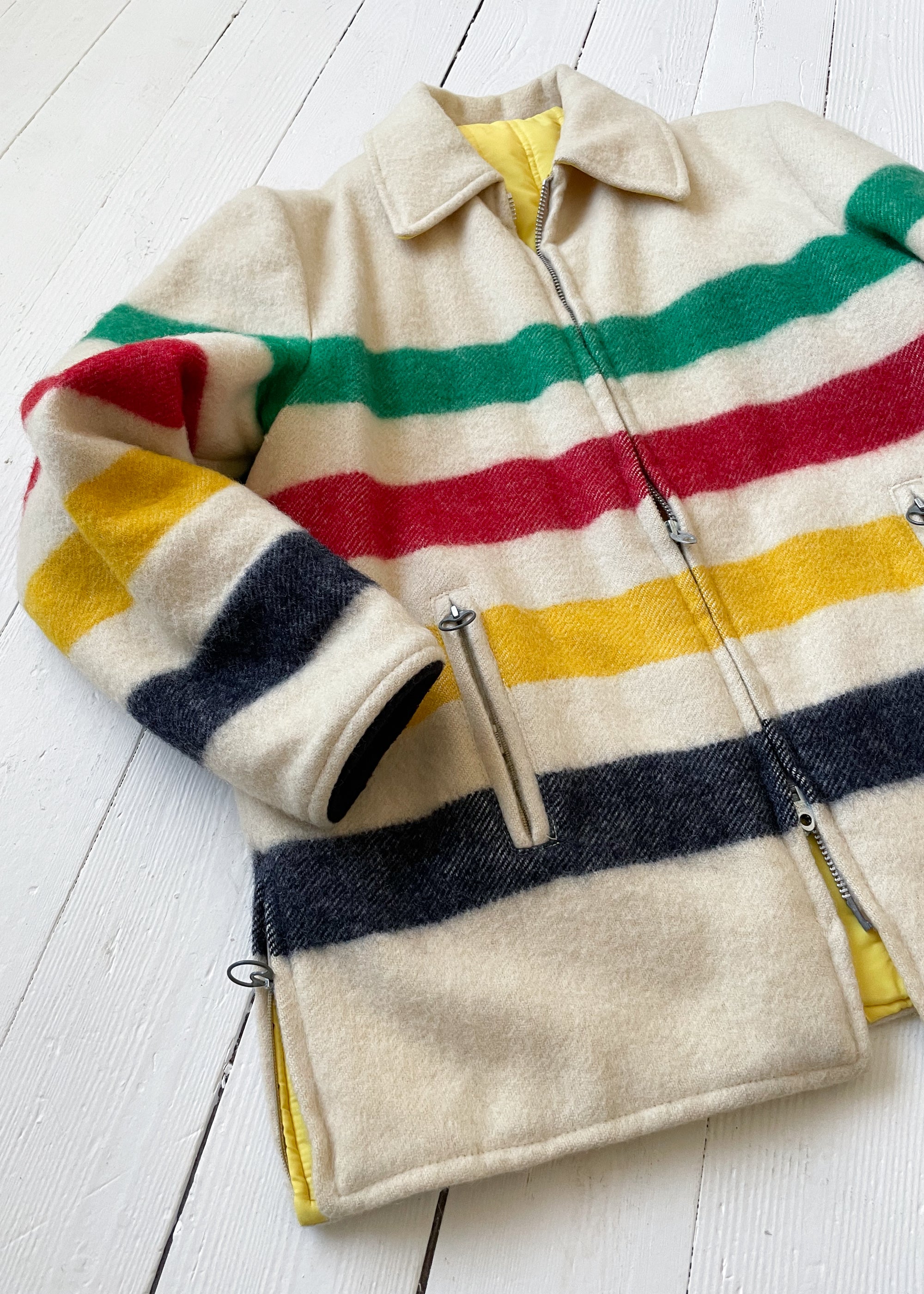 Vintage 1960s Wool Stripe Blanket Coat