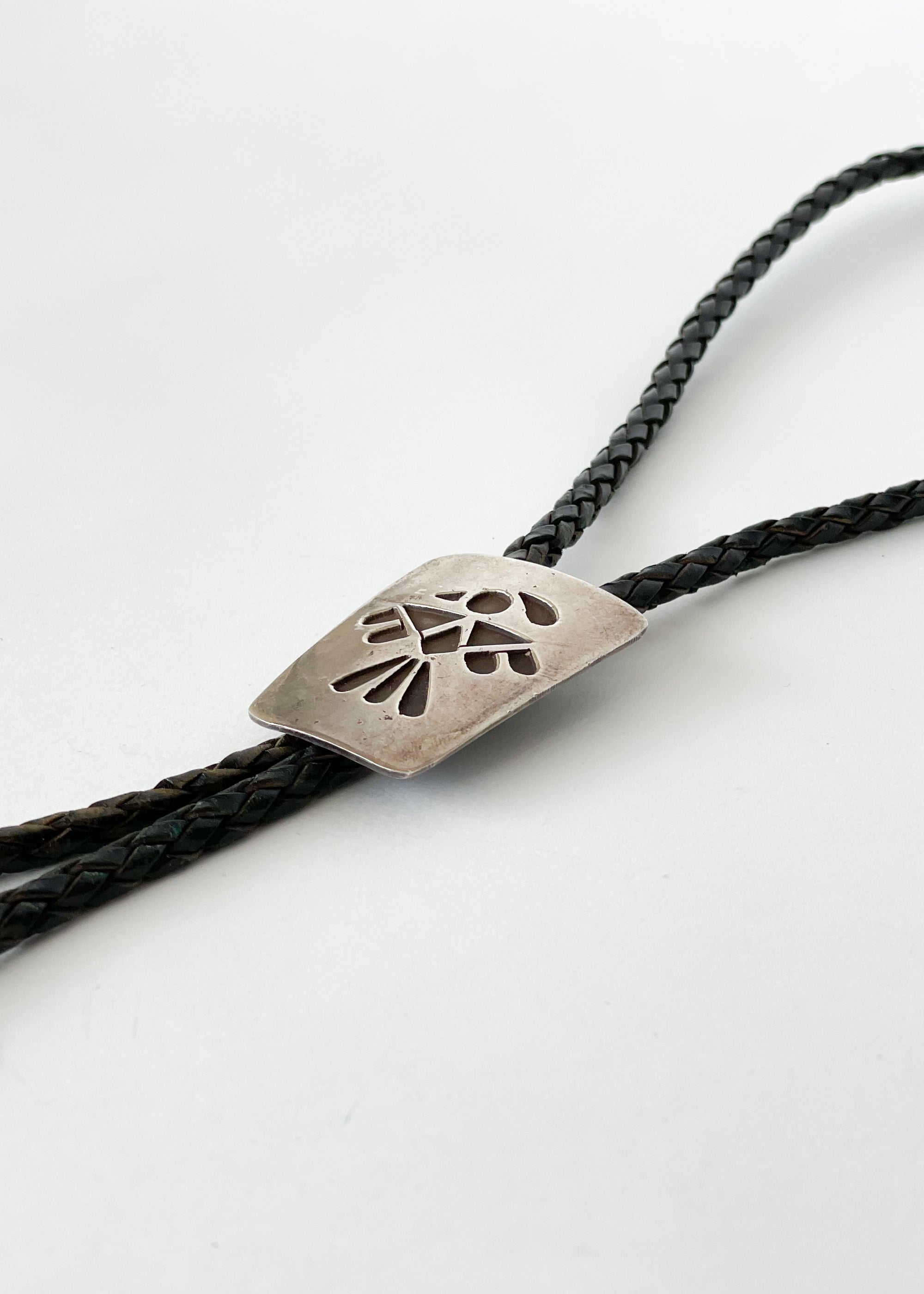 Vintage 1970s Silver Thunderbird Bolo Tie