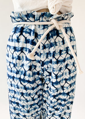 Vintage 1960s Indigo Shibori Dyed Menswear Pants