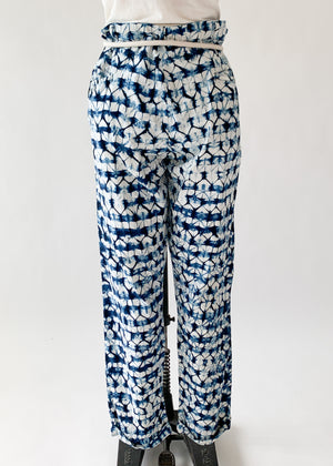Vintage 1960s Indigo Shibori Dyed Menswear Pants
