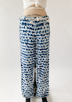 Vintage 1960s Indigo Shibori Dyed Menswear Pants