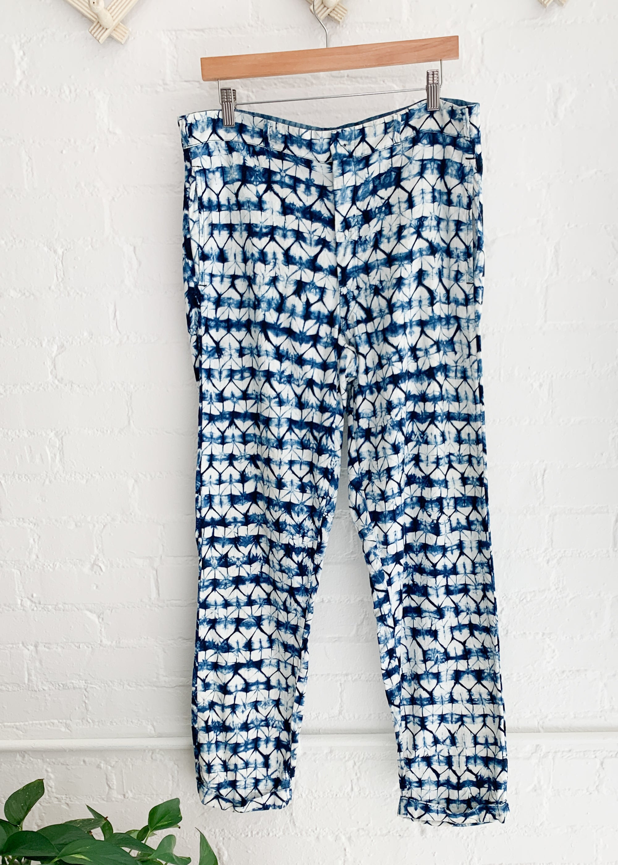 Vintage 1960s Indigo Shibori Dyed Menswear Pants
