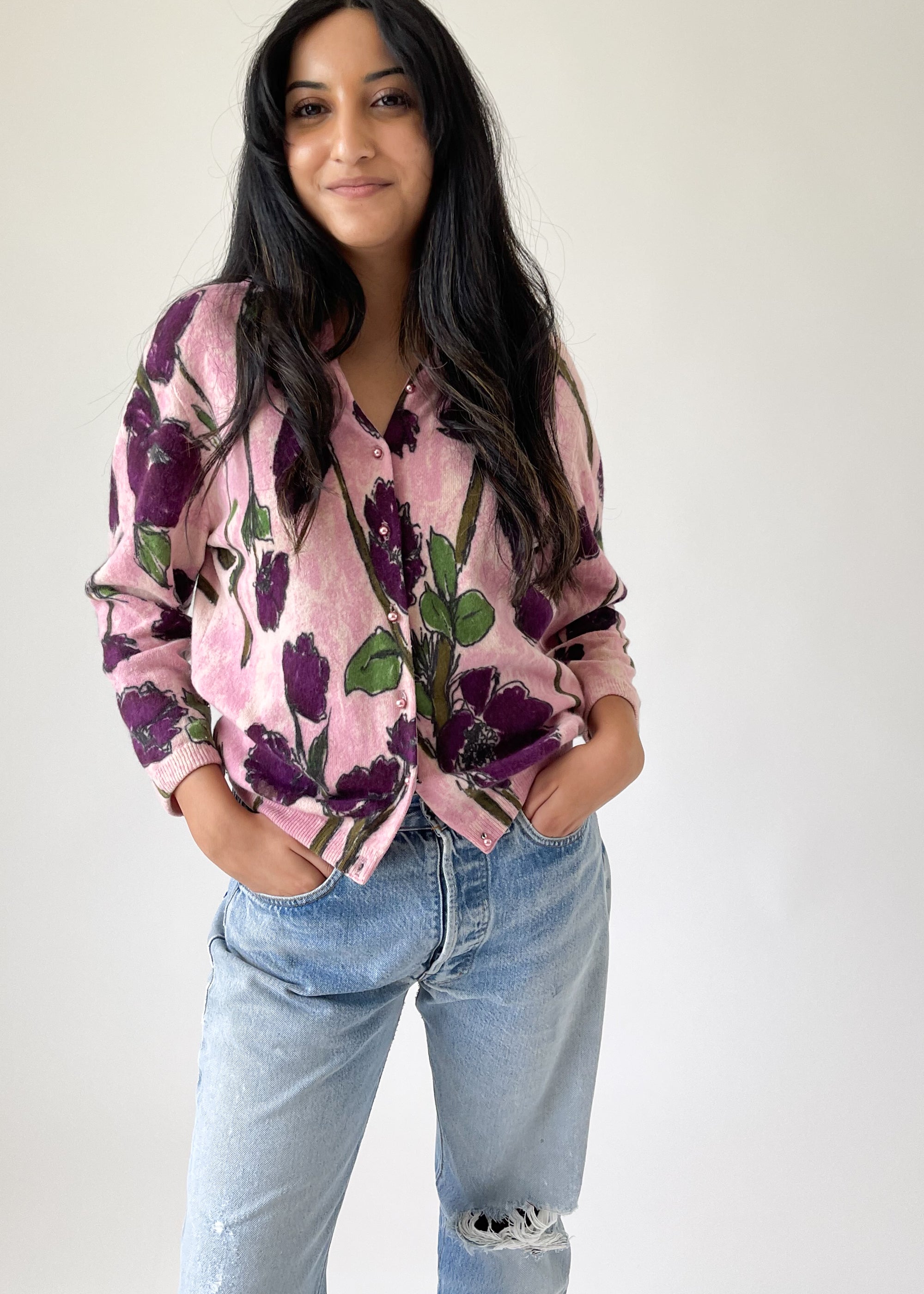 Vintage 1960s Floral Sweater