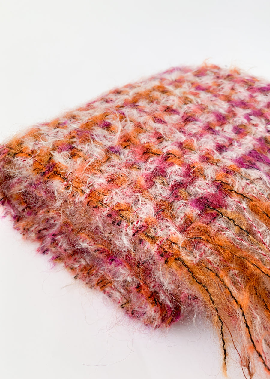 Vintage 1960s Plaid Mohair Shawl