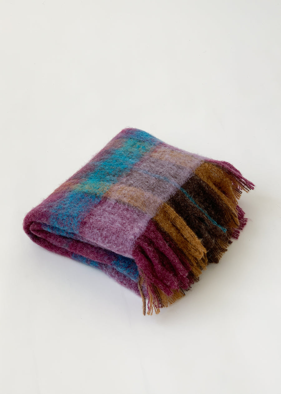 Vintage 1960s Jewel Toned Wool Plaid Scarf