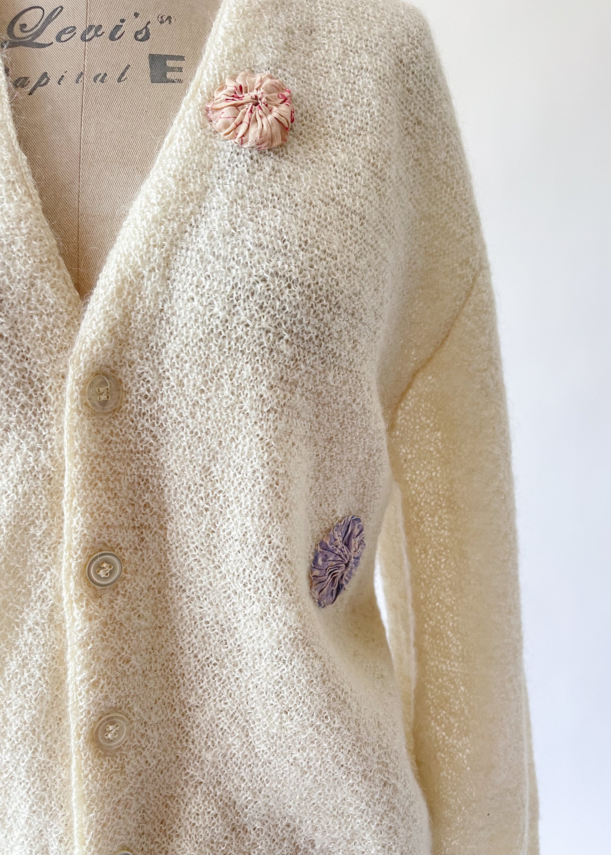 Vintage Patched Boyfriend Wool Cardigan
