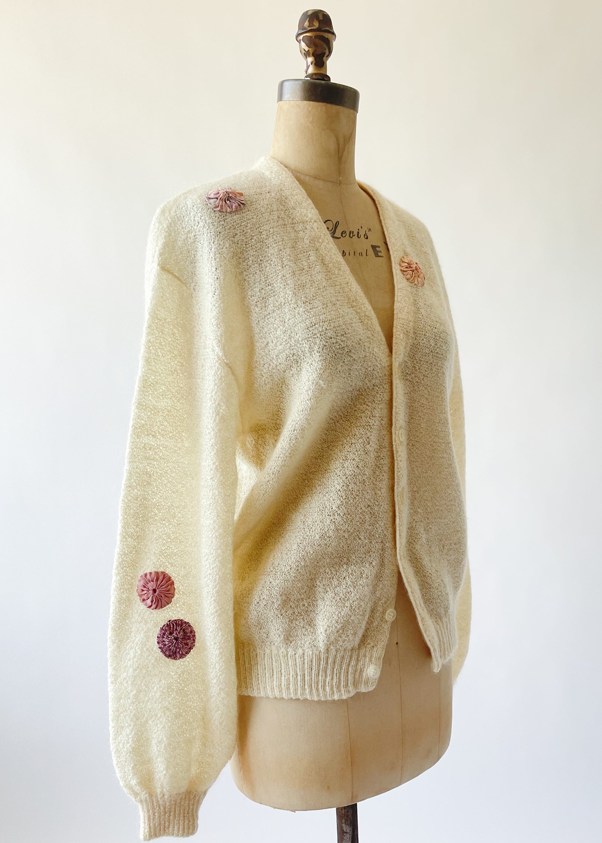 Vintage Patched Boyfriend Wool Cardigan