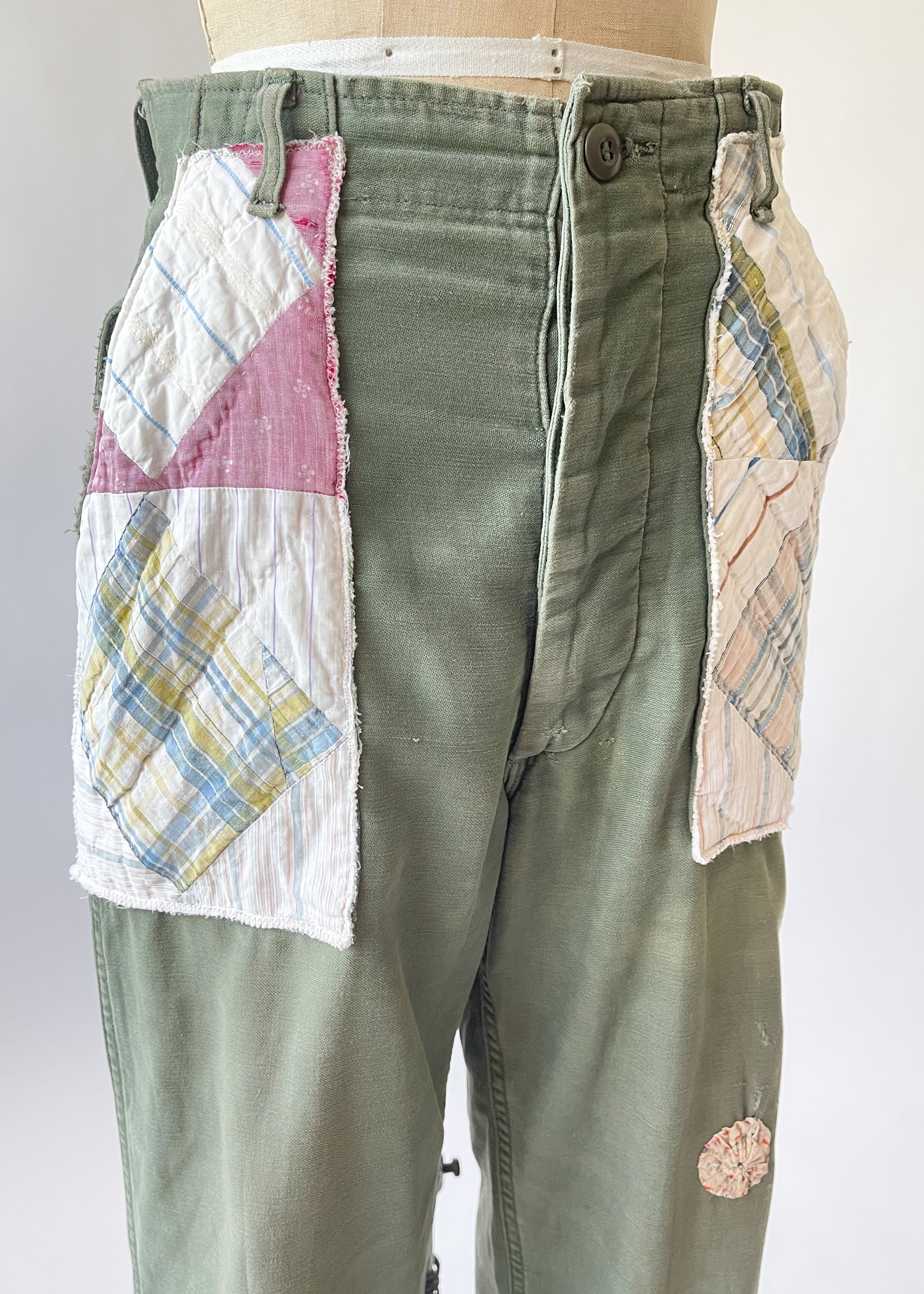 Vintage 1970s Patched Army OG-107 Pants