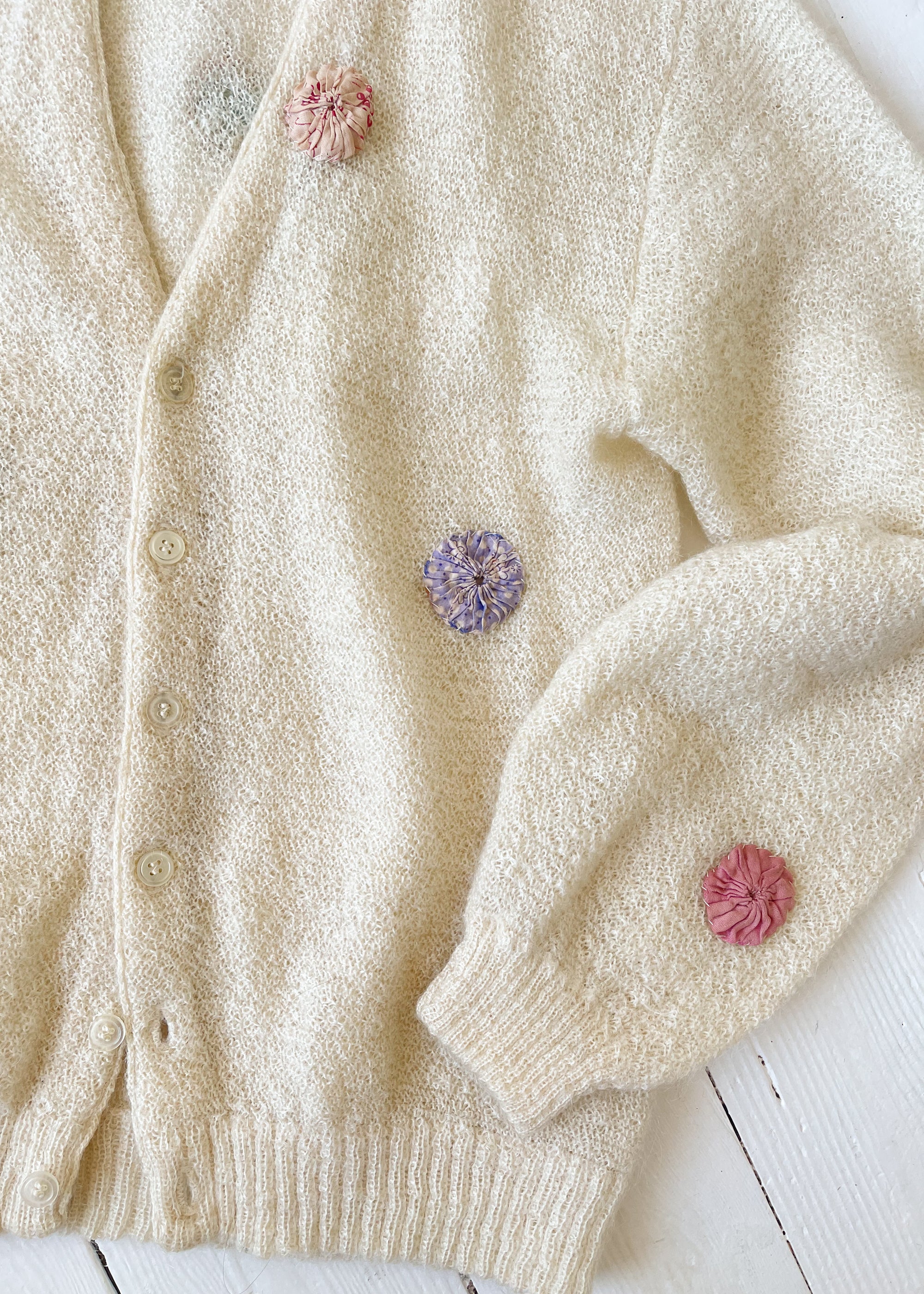 Vintage Patched Boyfriend Wool Cardigan