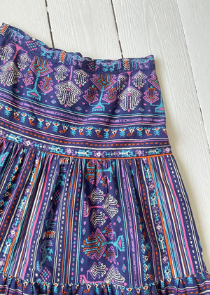 Vintage 1960s Purple Printed Cotton Skirt