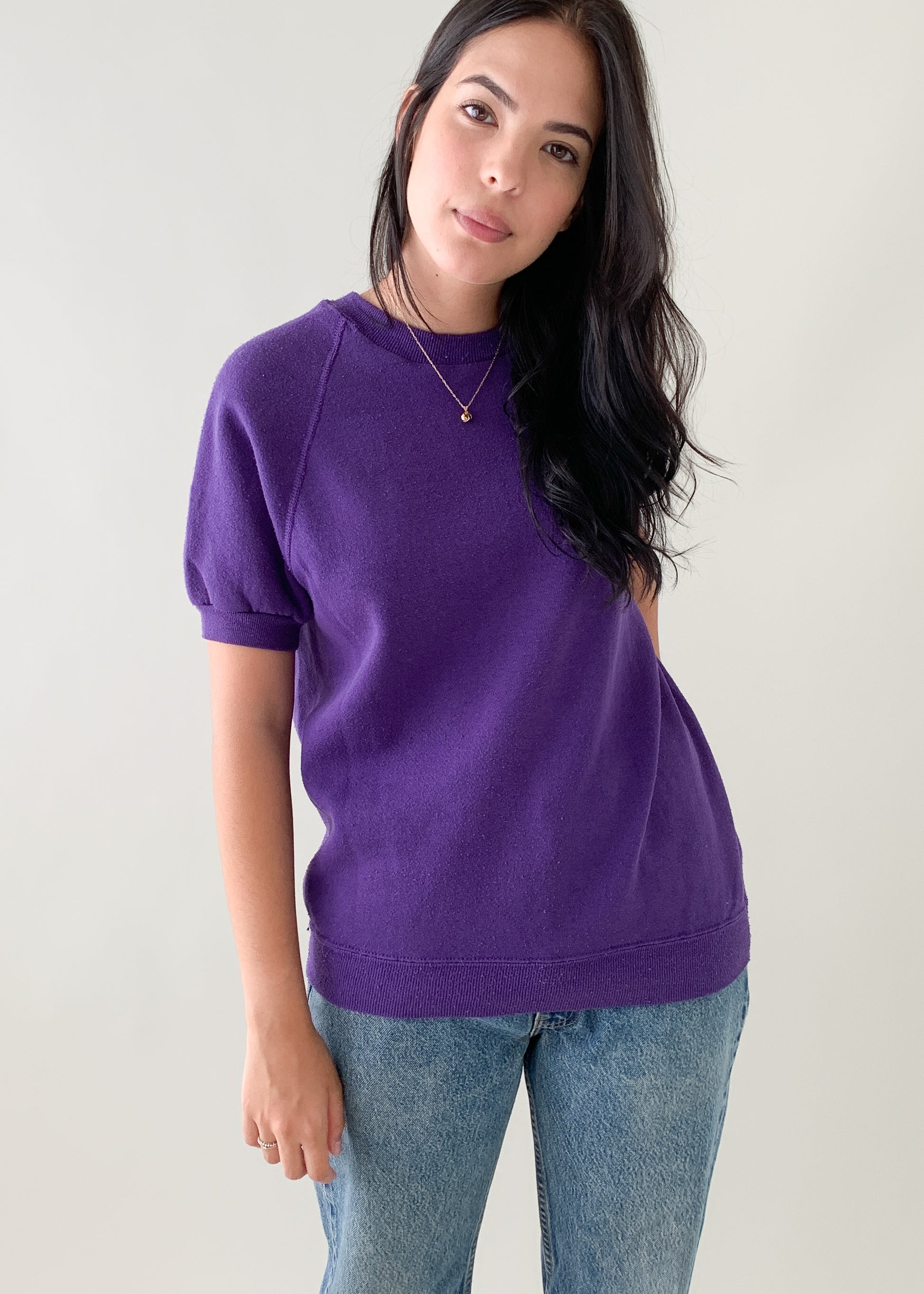 Vintage 1980s Purple Short Sleeve Sweatshirt