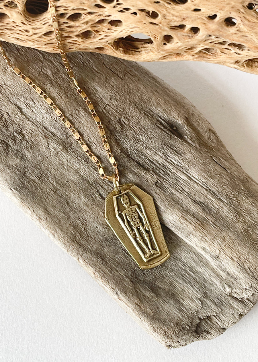 Momento Mori Skeleton Charm Pendant Necklace