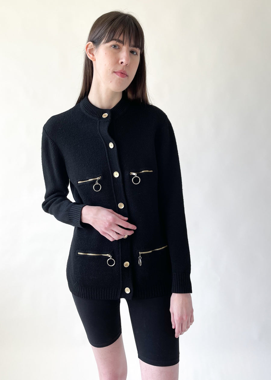 Vintage 1960s Zipper Pocket Cardigan