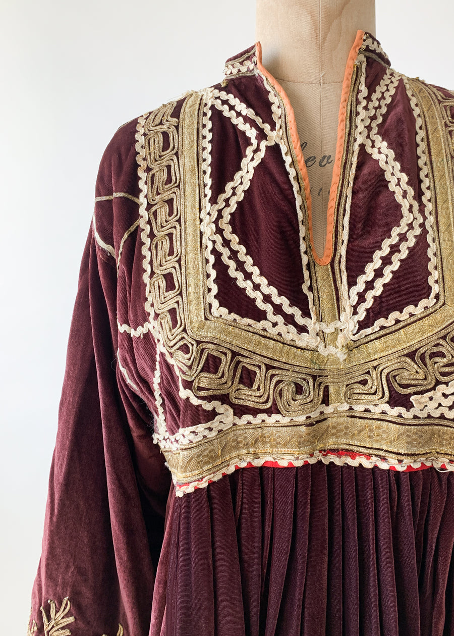 Vintage 1970s Afghani Velvet Dress
