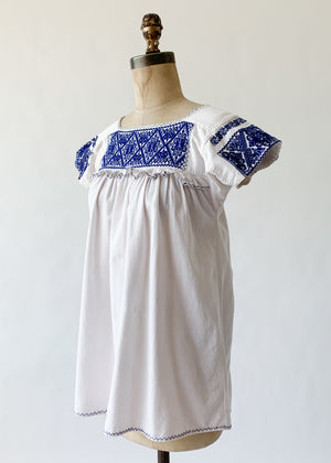 Vintage 1970s Mexican Embroidered Cotton Top