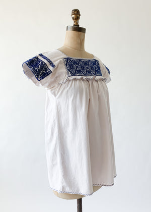 Vintage 1970s Mexican Embroidered Cotton Top