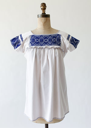 Vintage 1970s Mexican Embroidered Cotton Top