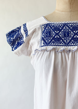 Vintage 1970s Mexican Embroidered Cotton Top