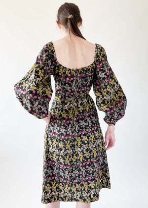 Vintage 1970s Floral Pleated Dress