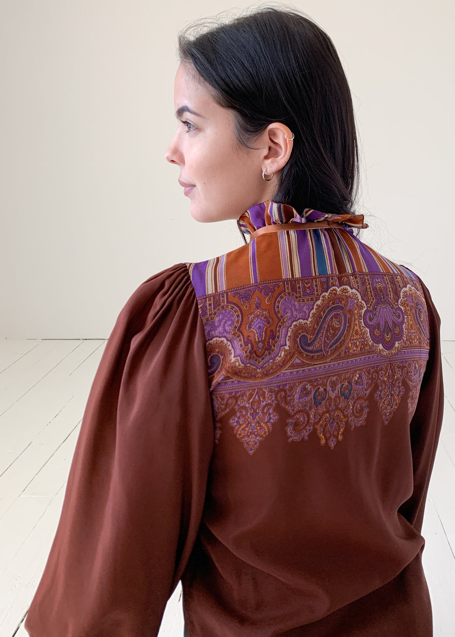 Vintage 1970s French Ruffle Neck Blouse