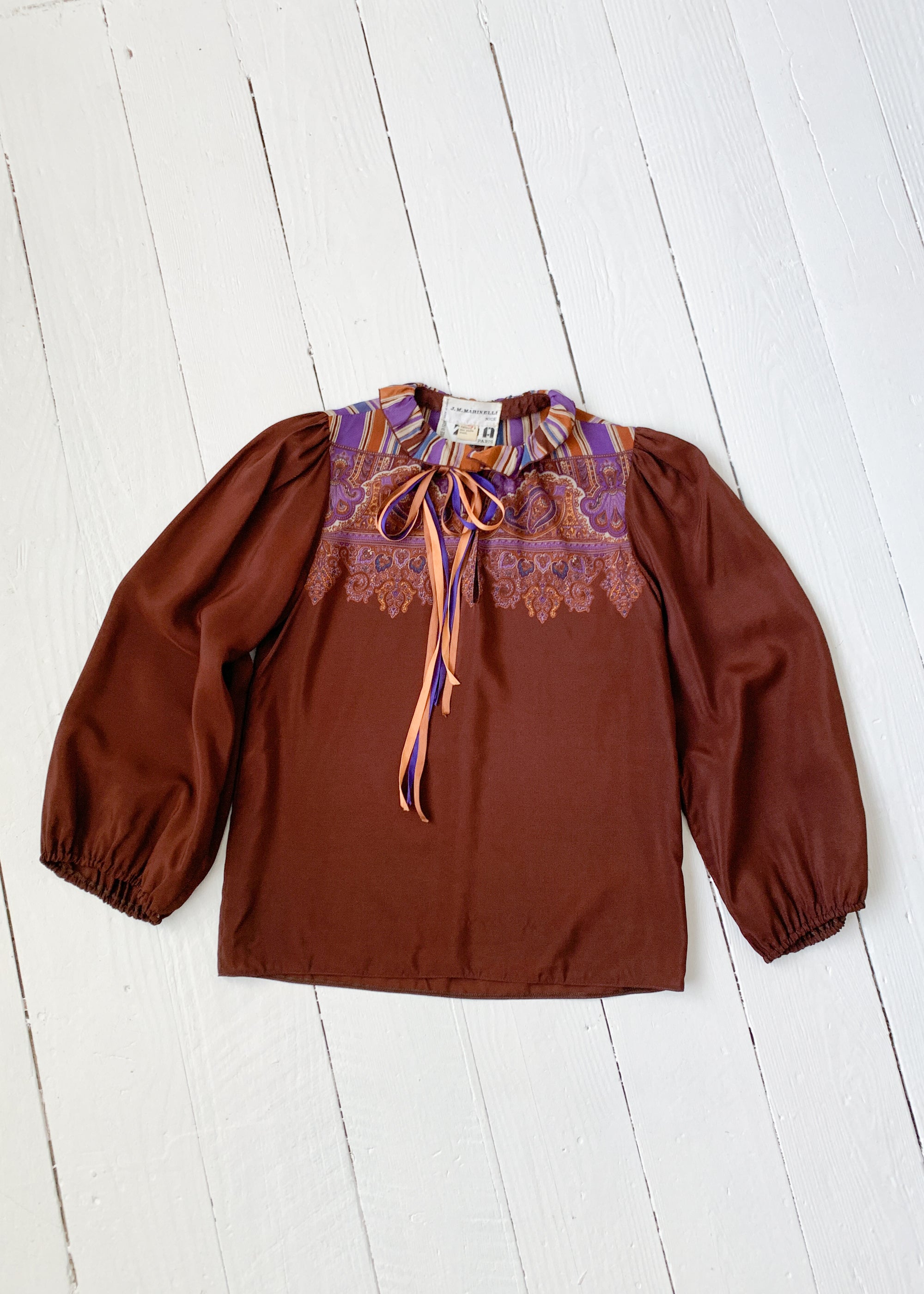 Vintage 1970s French Ruffle Neck Blouse