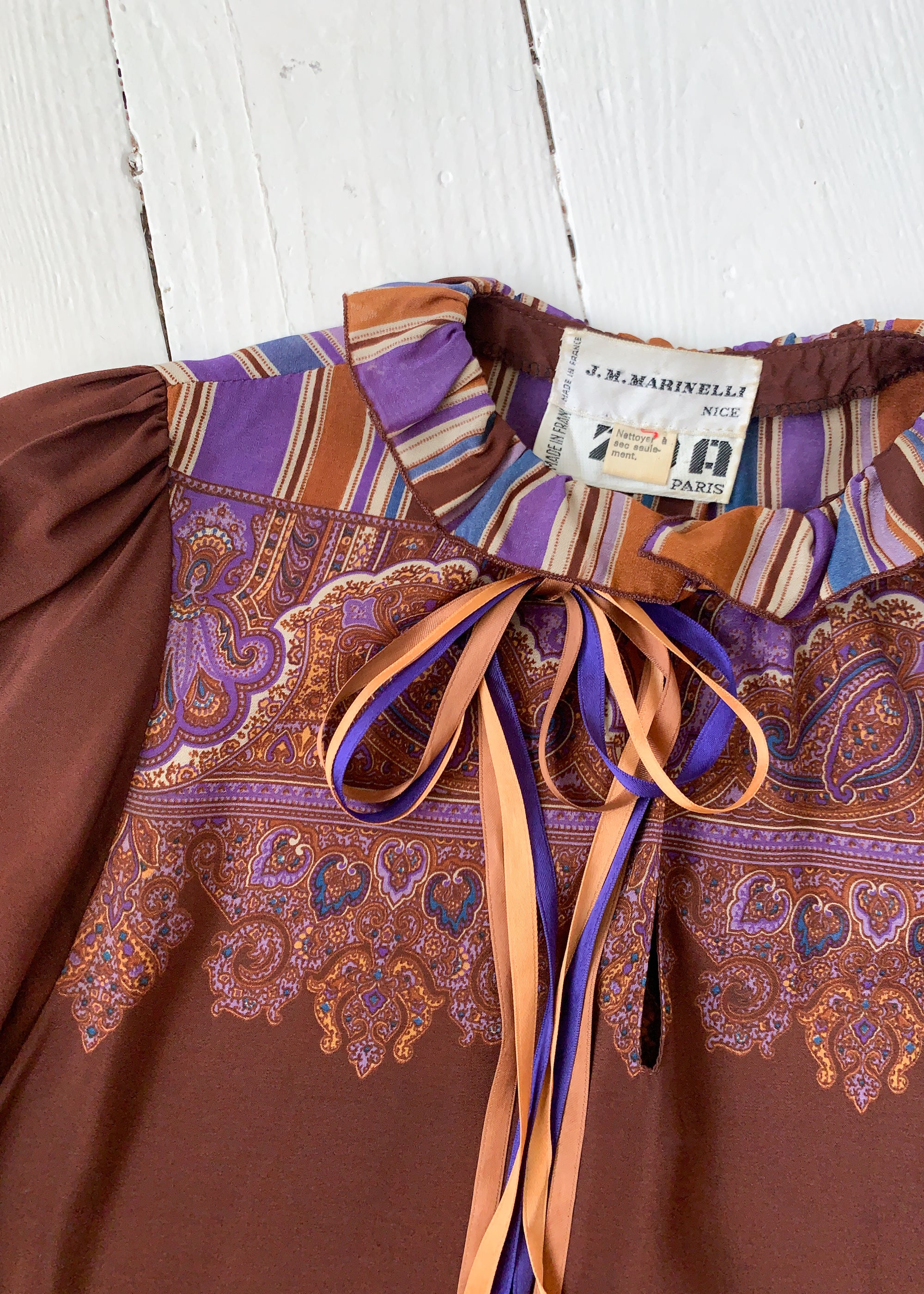 Vintage 1970s French Ruffle Neck Blouse