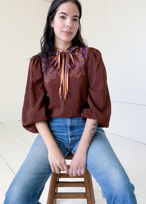 Vintage 1970s French Ruffle Neck Blouse